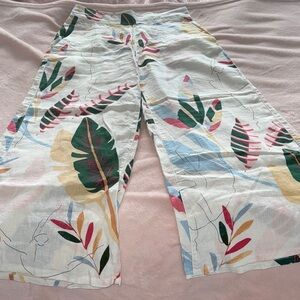 Tropical Print Wide-Leg Pants